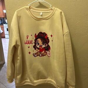 Yellow Graphic Sweatshirt with Cartoon Design